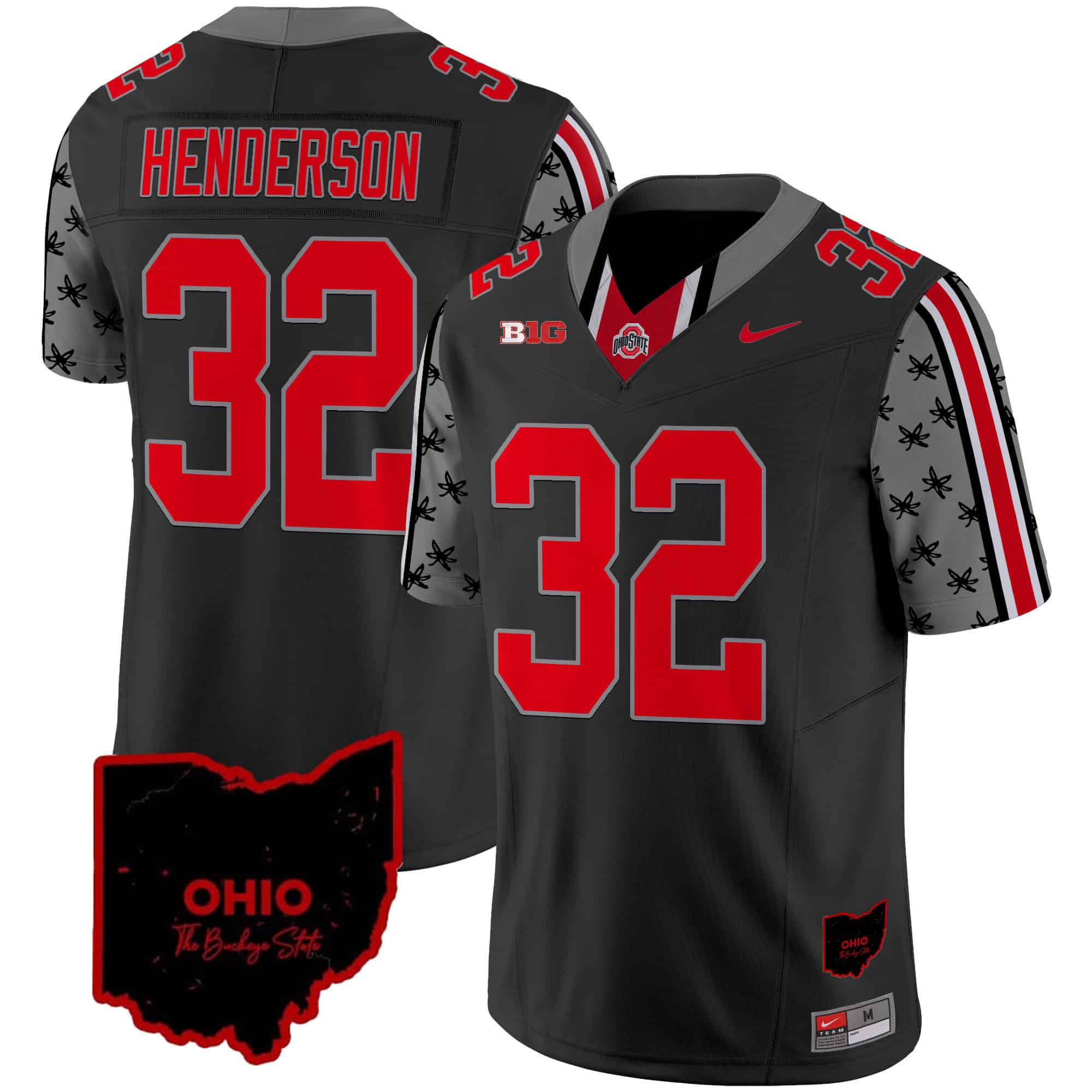 Men Ohio State Buckeyes #32 Henderson Black 2024 Nike Home Patch Vapor Limited NCAA Jersey style 1